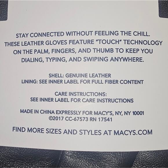 NWT Touchscreen Charter Club Black Lambs Leather Gloves with Stitching Detail - Picture 9 of 12